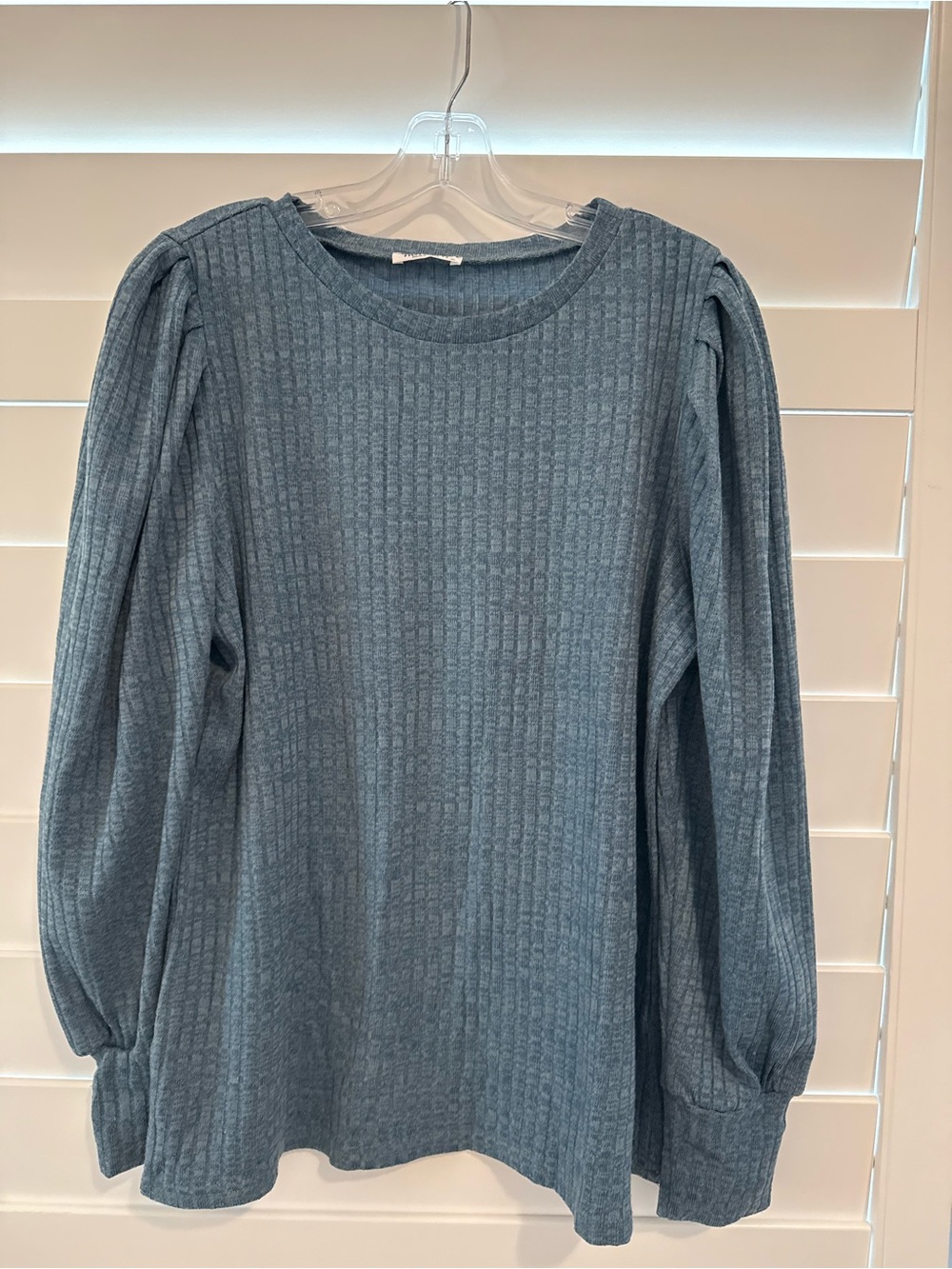 Women’s Ribbed Long-Sleeve Top in Slate Blue